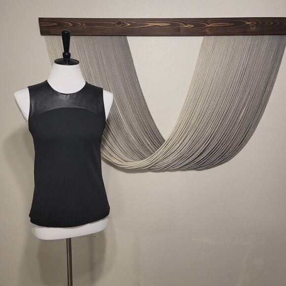 Banana Republic Leather Accent Tank Top Sz 0 - Picture 2 of 4